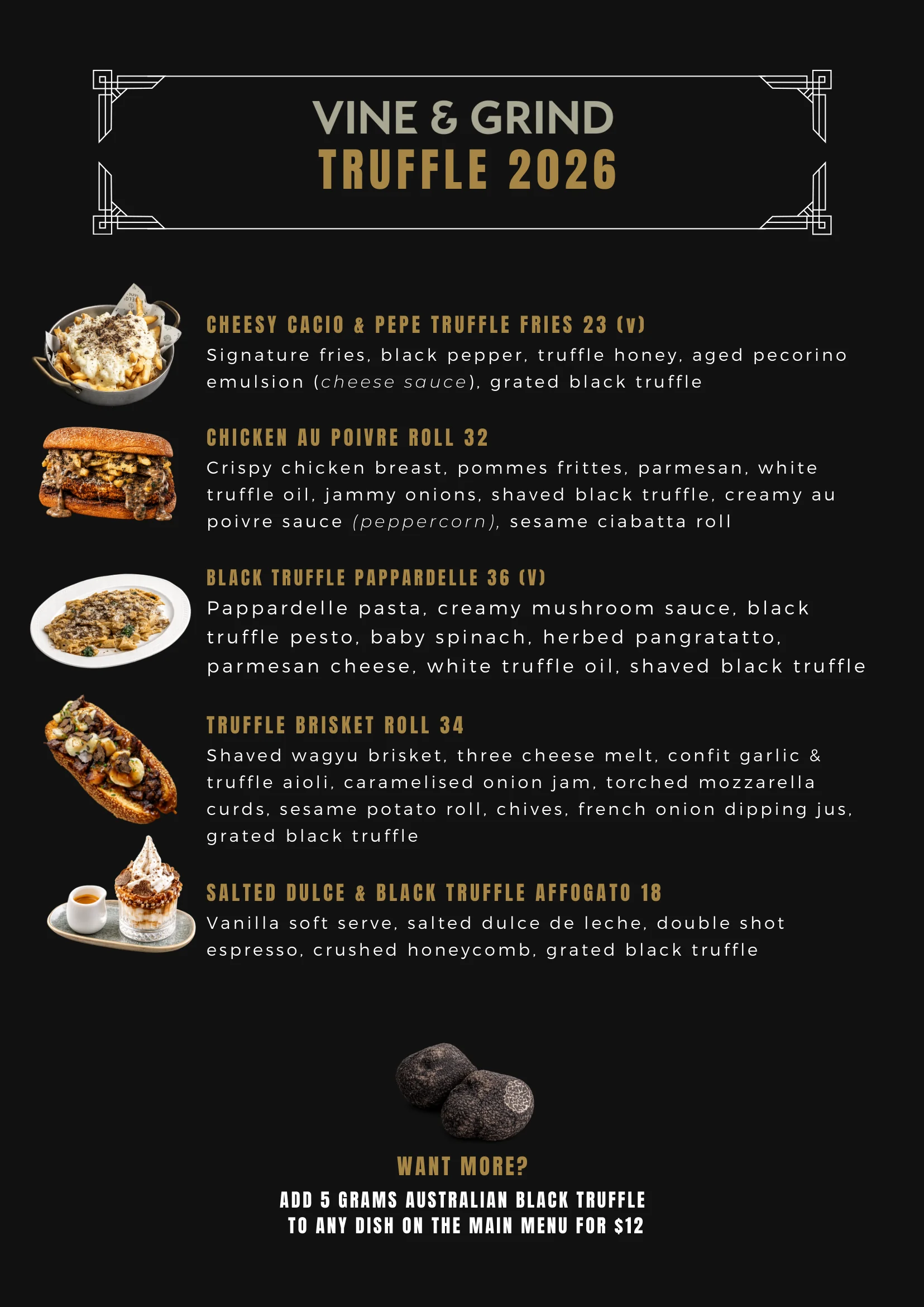 Truffle 2026 seasonal menu